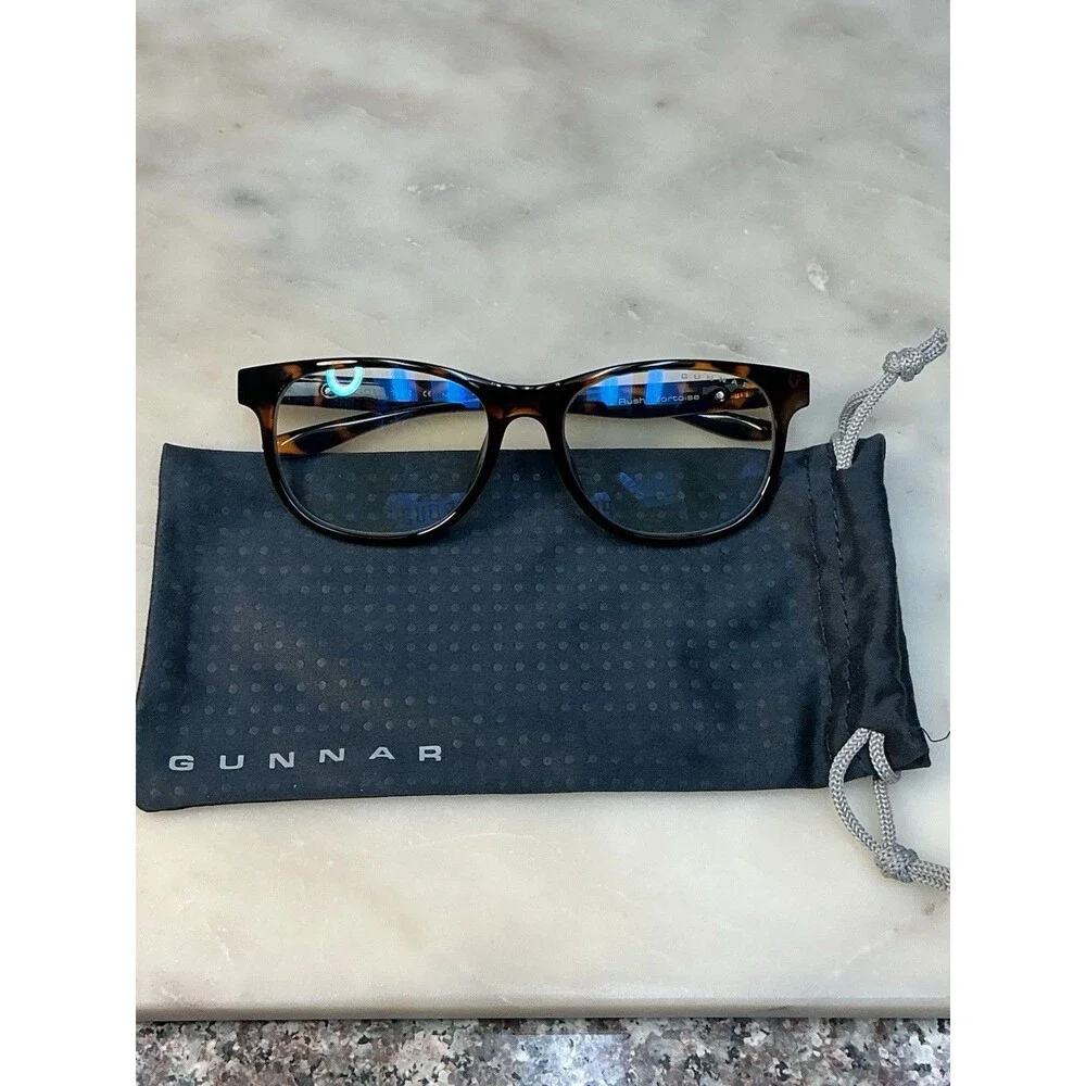 GUNNAR Rush Tortoise Blue Light Blocking Glasses Clear Lens Round Lightweight